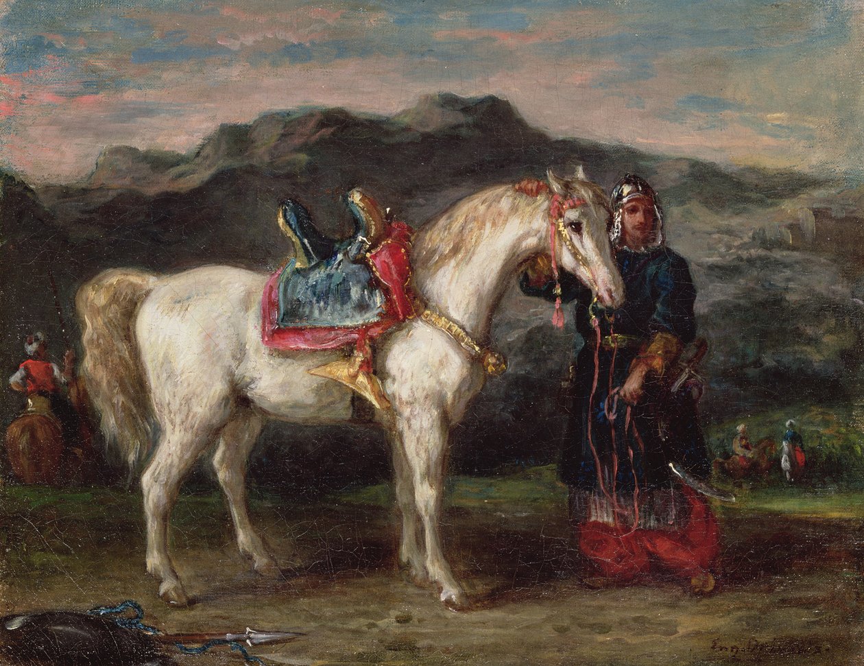 Circassian segurando um cavalo de Ferdinand Victor Eugene Delacroix
