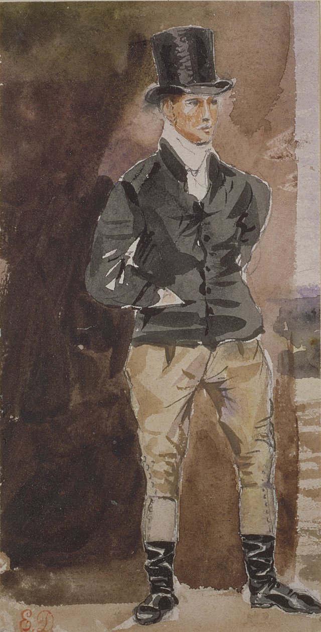 Cocheiro de pé, voltado um pouco para a direita, século XIX de Ferdinand Victor Eugene Delacroix