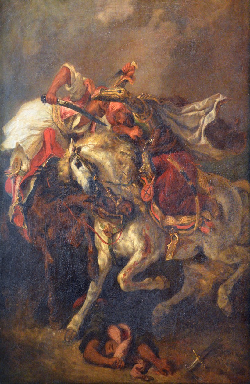 Luta de giaour e pasha de Ferdinand Victor Eugene Delacroix