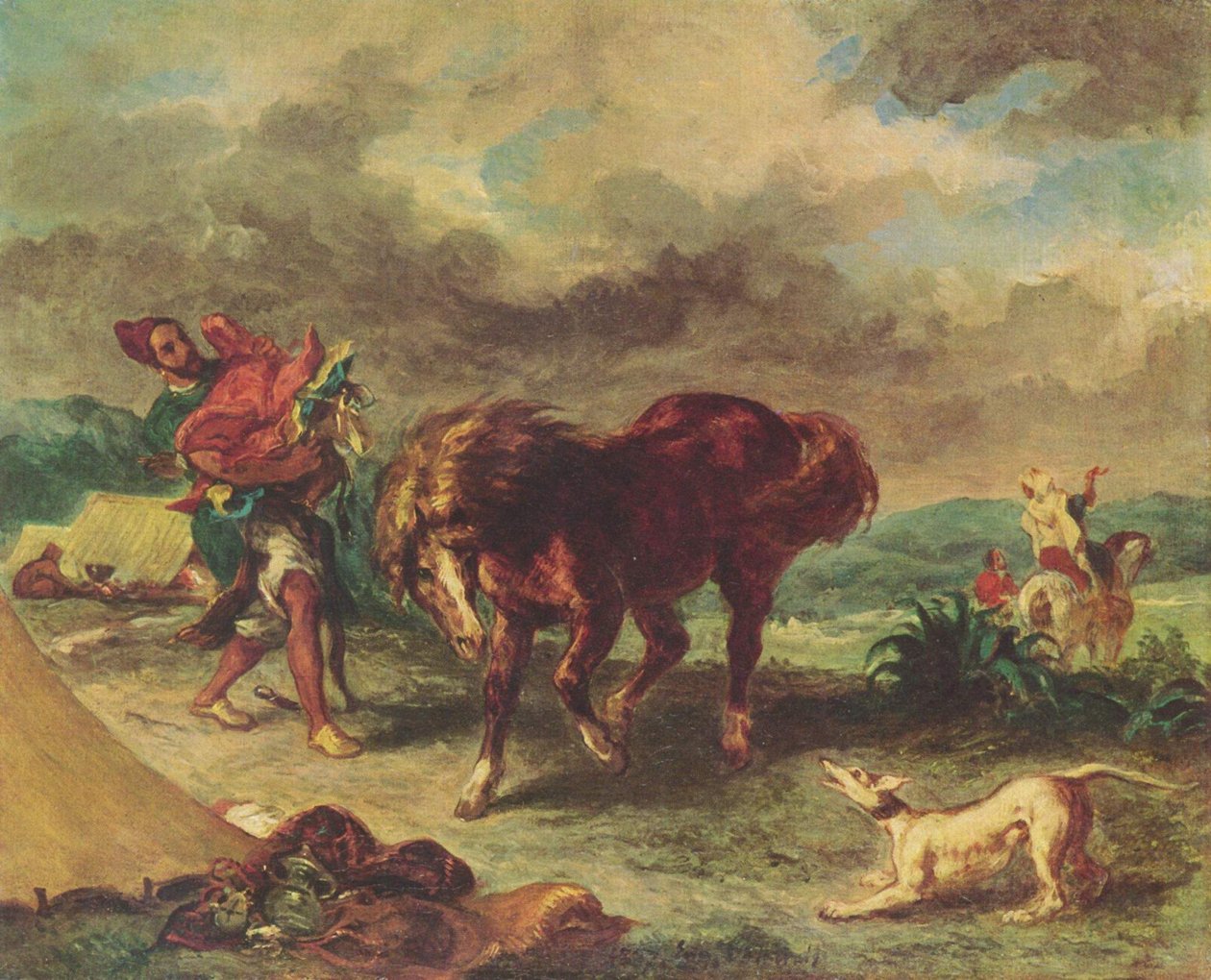 O marroquino e seu cavalo de Ferdinand Victor Eugene Delacroix