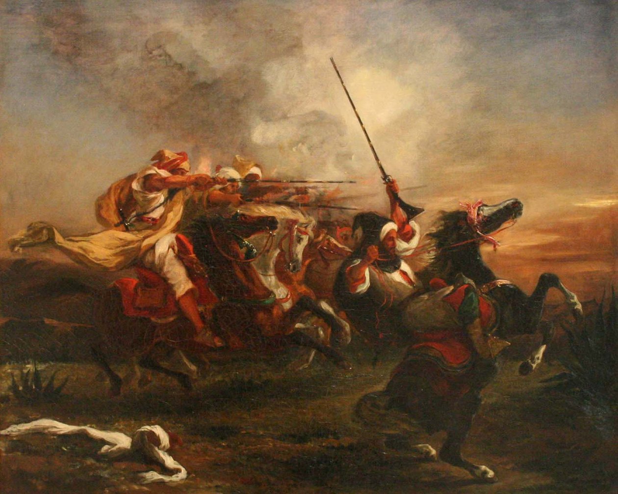 Exercícios militares de marroquinos de Ferdinand Victor Eugene Delacroix