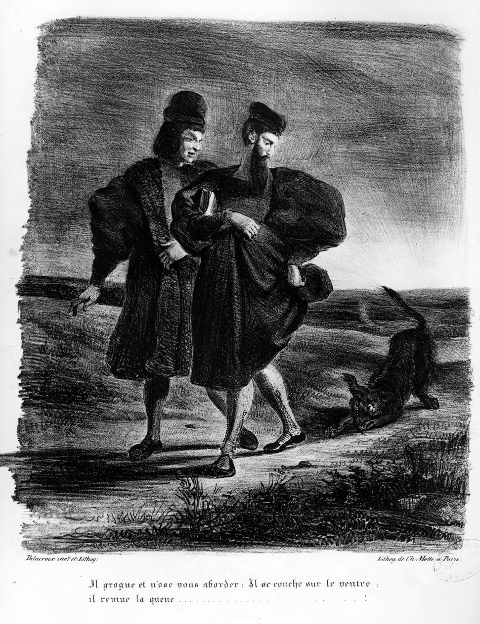 Fausto e Wagner, ilustração para Faust por Goethe, 1828 de Ferdinand Victor Eugene Delacroix