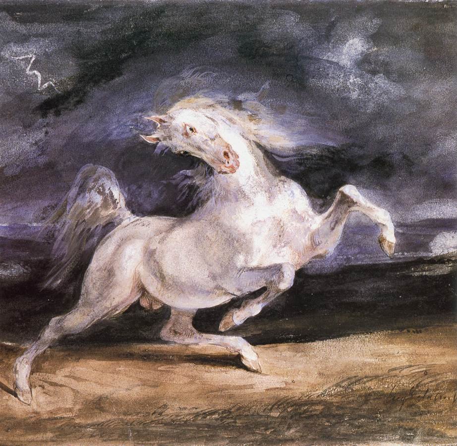 Cavalo Assustado por uma Tempestade de Ferdinand Victor Eugene Delacroix