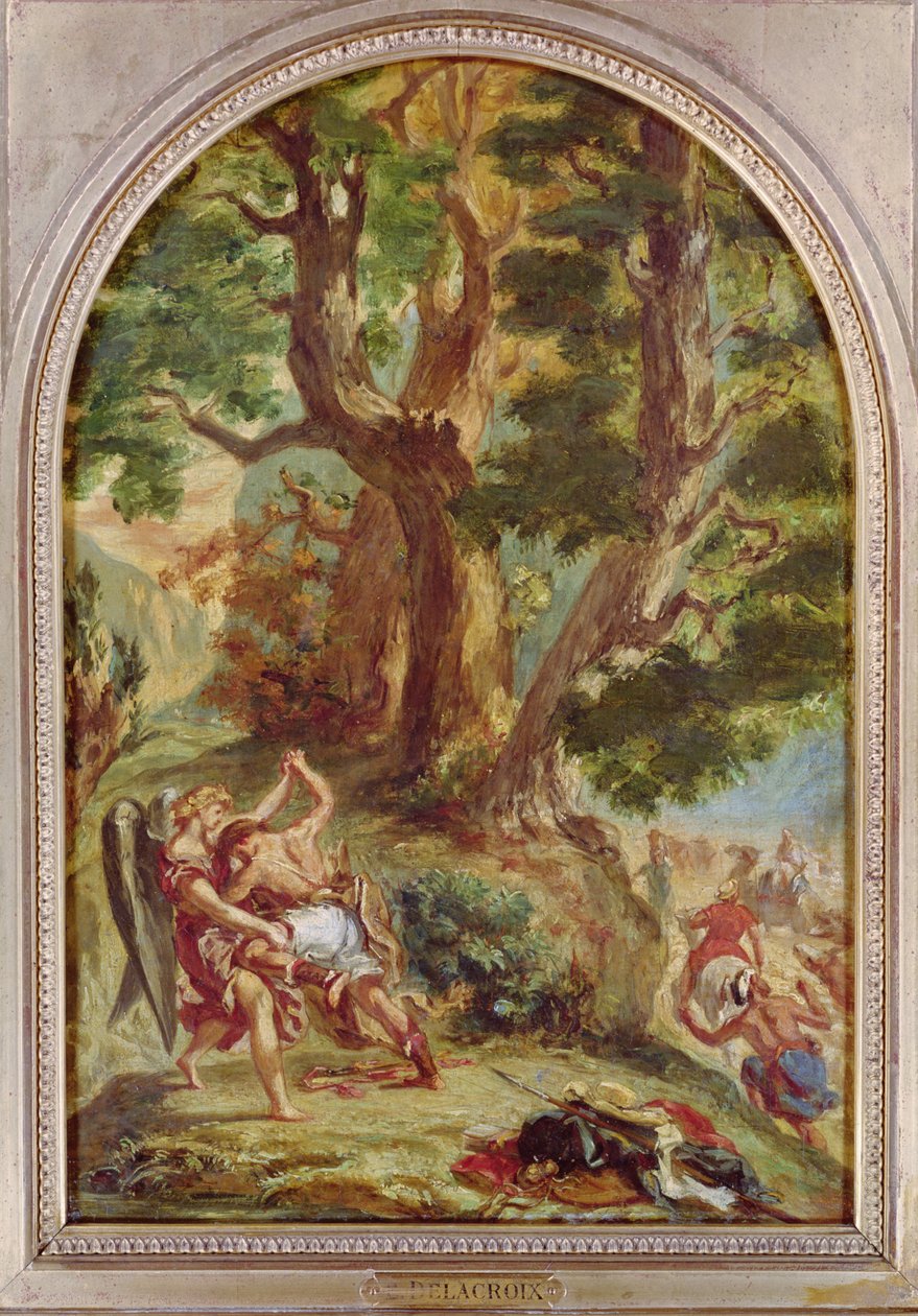 Jacob Lutando com o Anjo, 1857 de Ferdinand Victor Eugene Delacroix