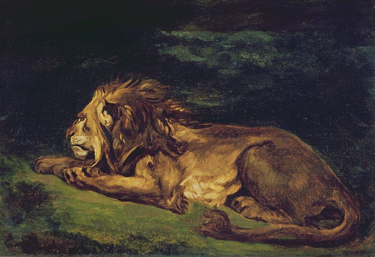 Leão descansando de Ferdinand Victor Eugene Delacroix