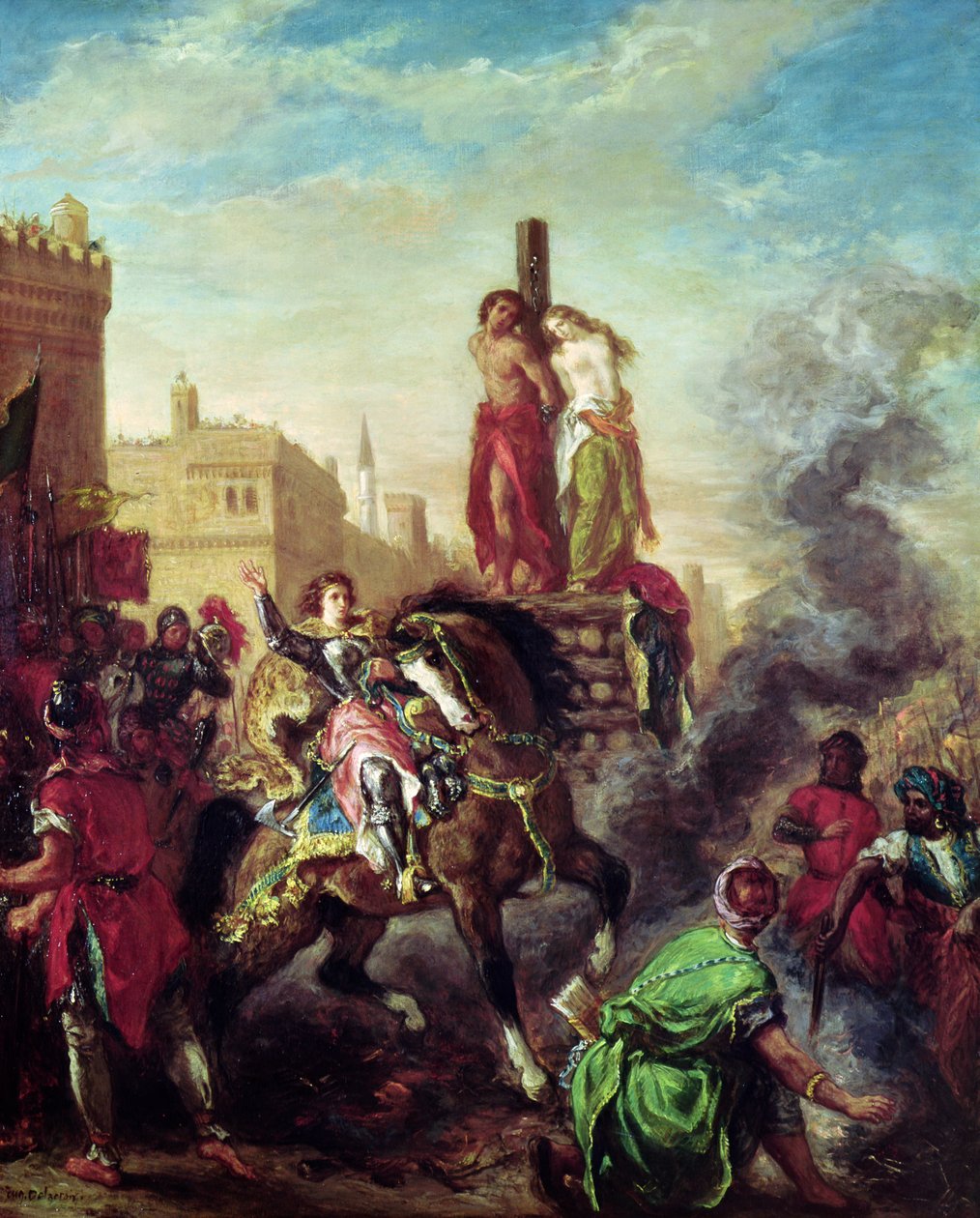 Olinda e Sophronia on the Pyre, de &39;Gerusalemme Liberata&39; de Torquato Tasso (1544-95) de Ferdinand Victor Eugene Delacroix