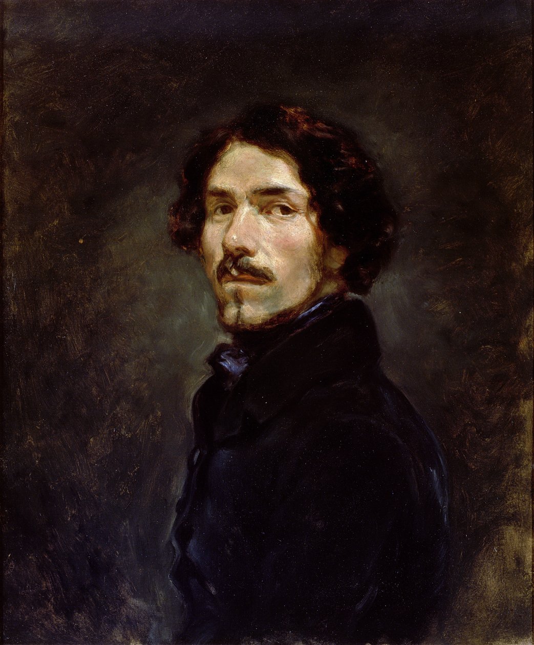 Auto-retrato, c.1842 (ver também 50061) de Ferdinand Victor Eugene Delacroix