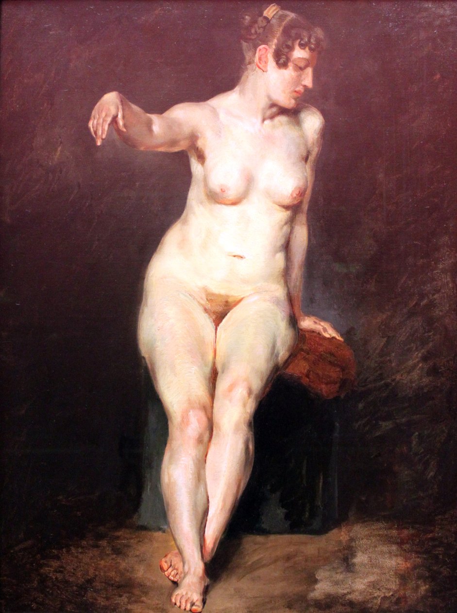Sentar-se nu feminino de Ferdinand Victor Eugene Delacroix