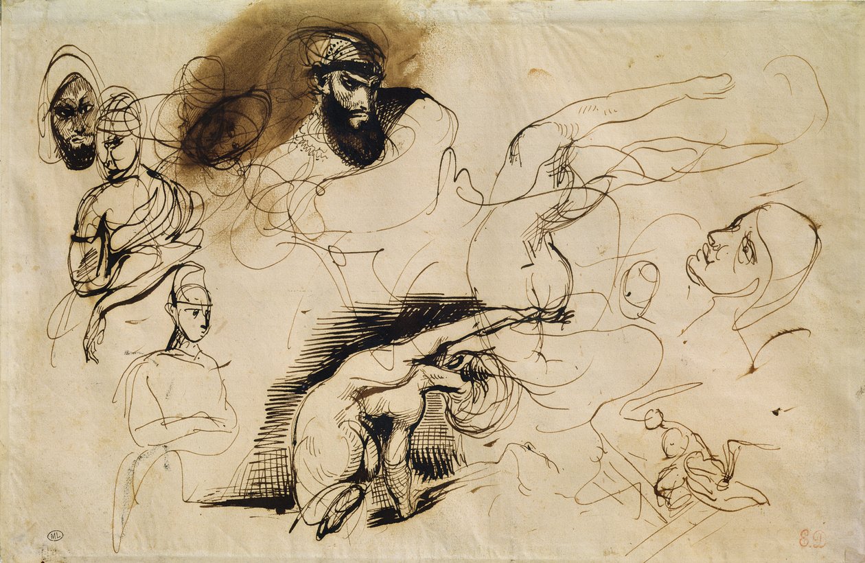 Esboço para Sardanapalus de Ferdinand Victor Eugene Delacroix