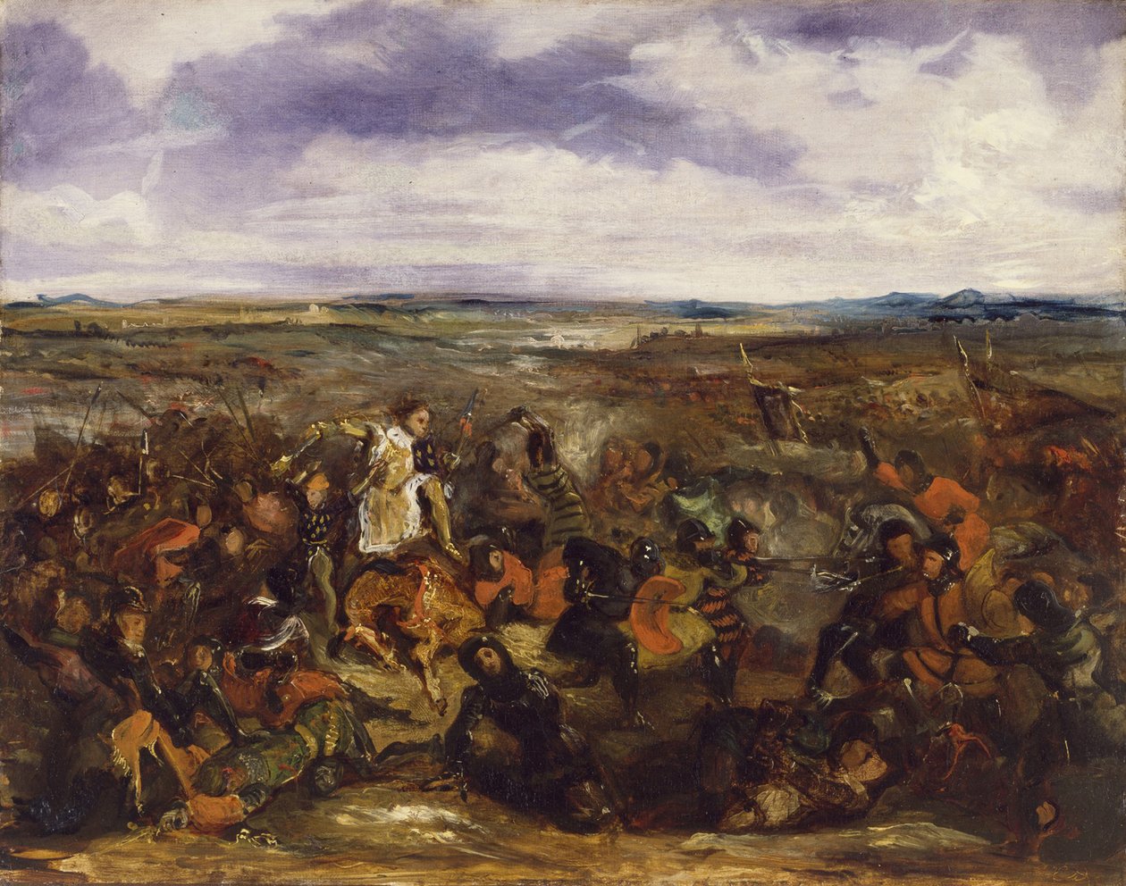 Esboço para a batalha de Poitiers, 1829-30 (ver 82866) de Ferdinand Victor Eugene Delacroix