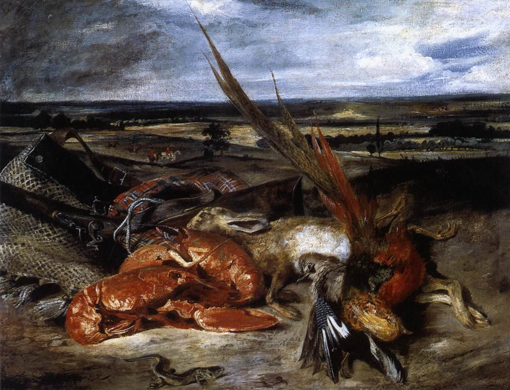 Ainda vida com lagosta de Ferdinand Victor Eugene Delacroix