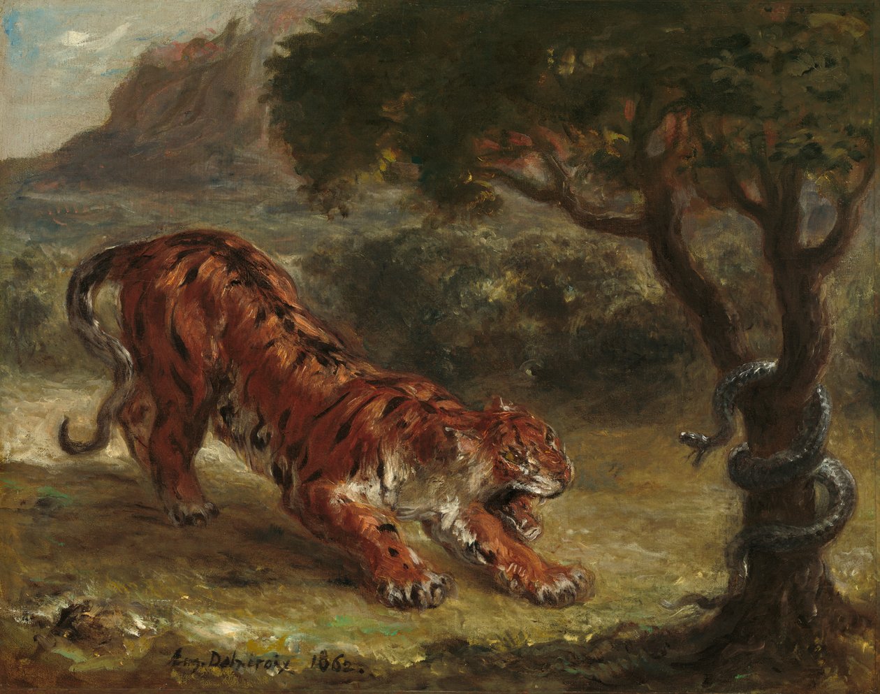 Tigre e Cobra, 1862 de Ferdinand Victor Eugene Delacroix