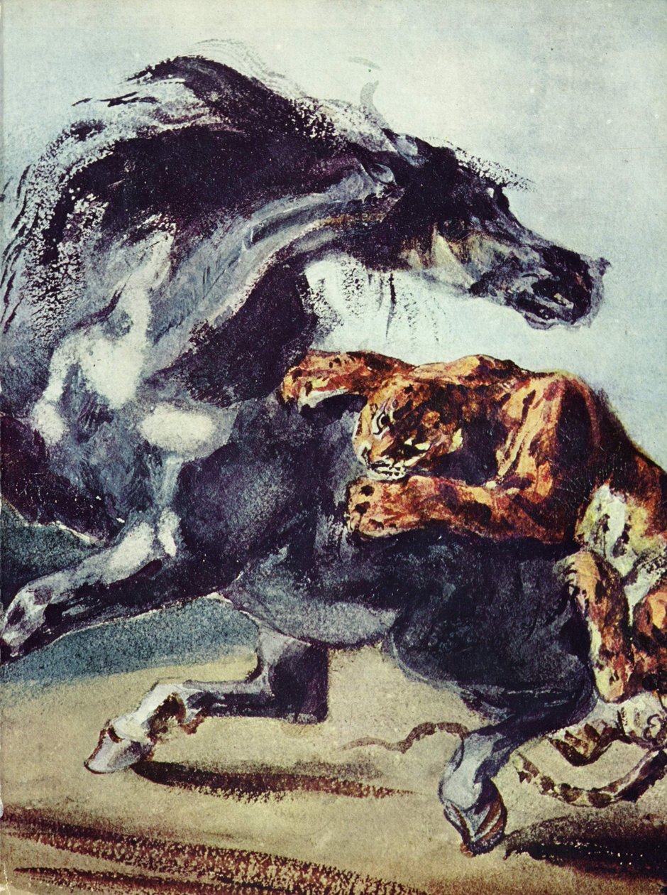 Tigre ataca cavalo de Ferdinand Victor Eugene Delacroix