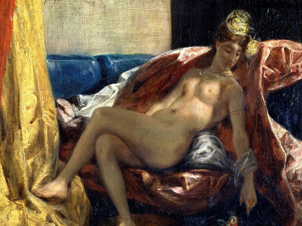 Mulher, com, um, papagaio de Ferdinand Victor Eugene Delacroix