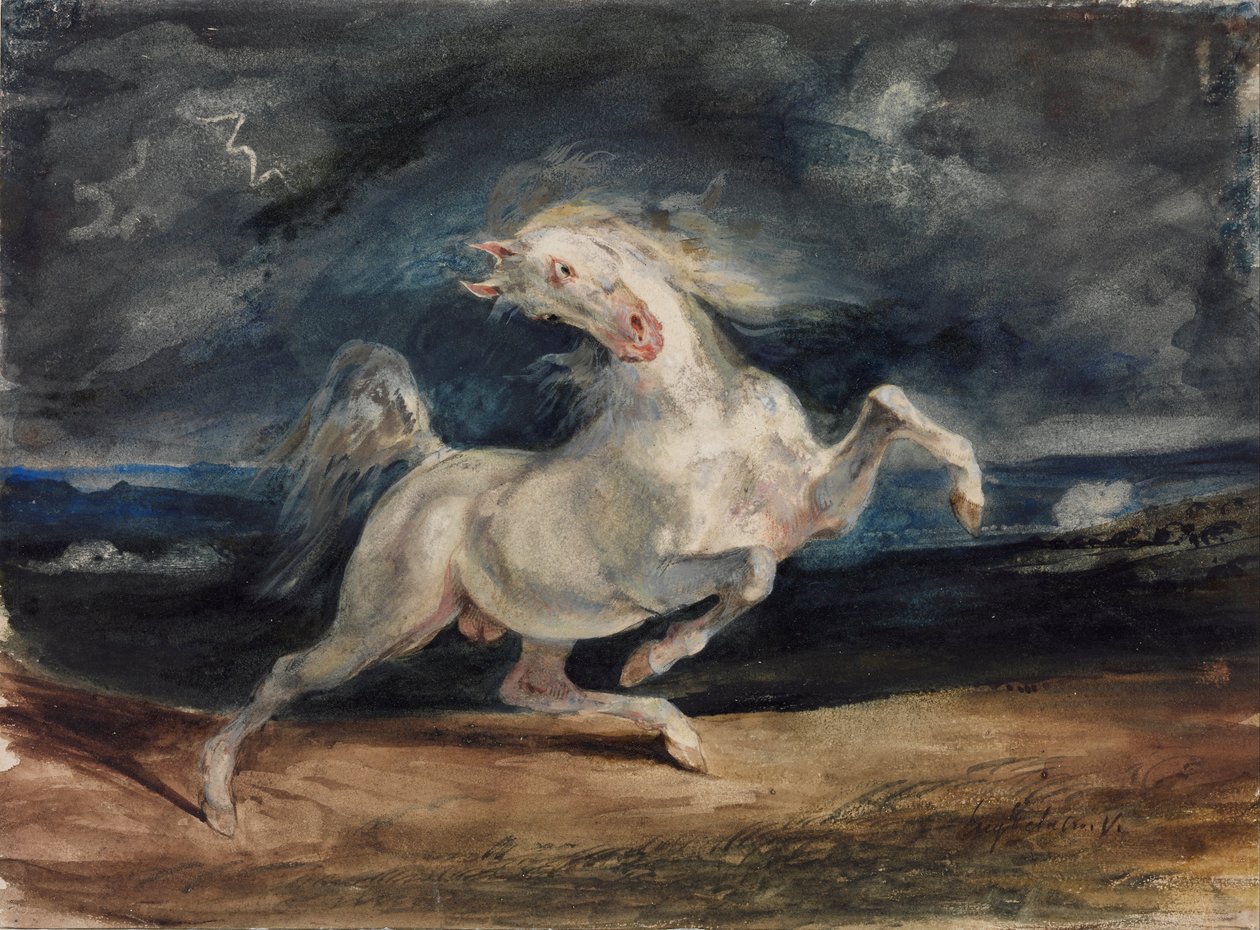 Cavalo Assustado por um raio de Ferdinand Victor Eugene Delacroix