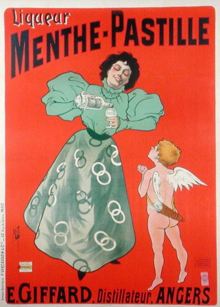Cartaz publicitário Menthe-Pastille, destilado por E. Giffard (cor litho) de Ferdinand  Misti Mifliez