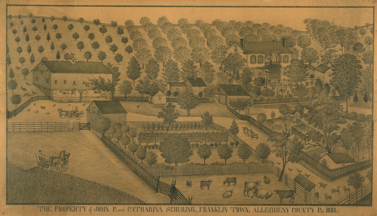 A Propriedade de John P. e Catharina Schuring, Franklin Town, Condado de Allegheny, Pensilvânia de Ferdinand A. Brader