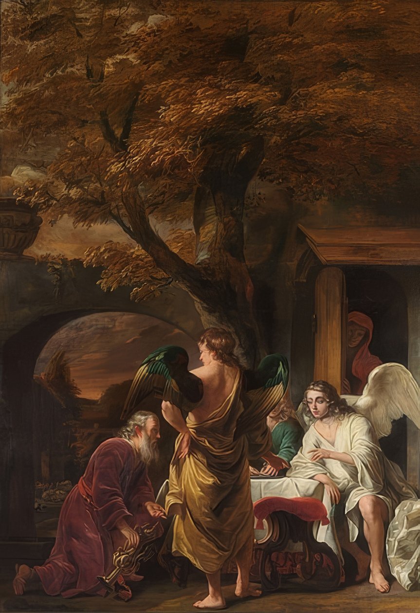 Abraão e os três anjos. 1660-63 de Ferdinand Bol