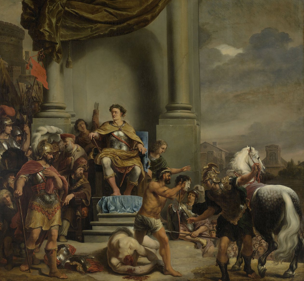 O cônsul Titus Manlius ordens da decapitação de seu Filho, 1662-1664 de Ferdinand Bol