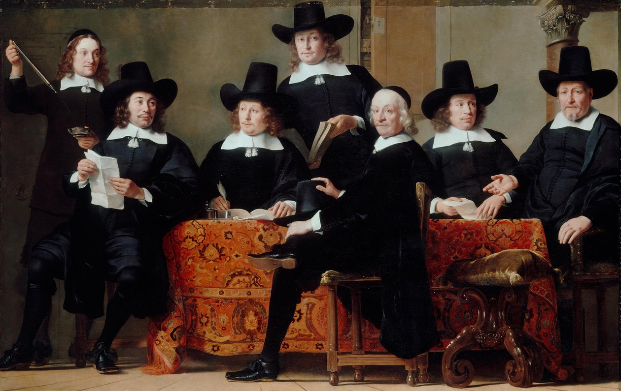 Os dirigentes da guilda dos comerciantes de vinho de Amesterdão de Ferdinand Bol