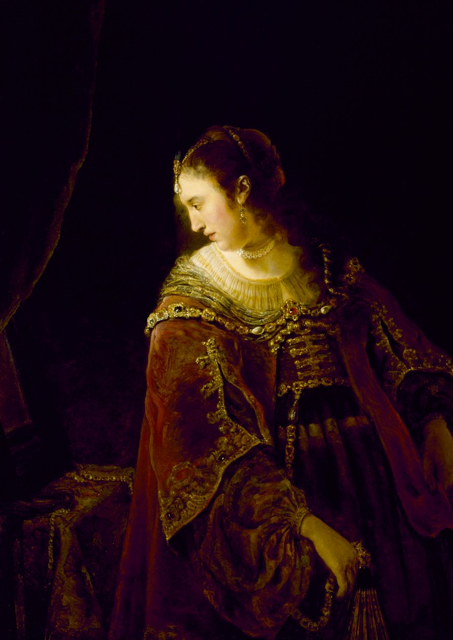 "Femme a sa coiffeuse" (Mulher no seu Camarim) Peinture de Ferdinand Bol (1616-1680) - vers 1645 - Óleo sobre tela Dim 128,9x91,8 cm Museum of Fine Arts, Houston de Ferdinand Bol