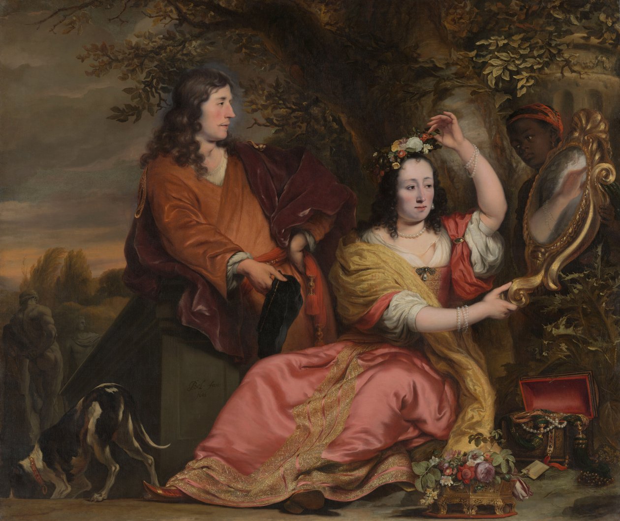 Jan van der Voort e a sua irmã Catharina com um criado de Ferdinand Bol