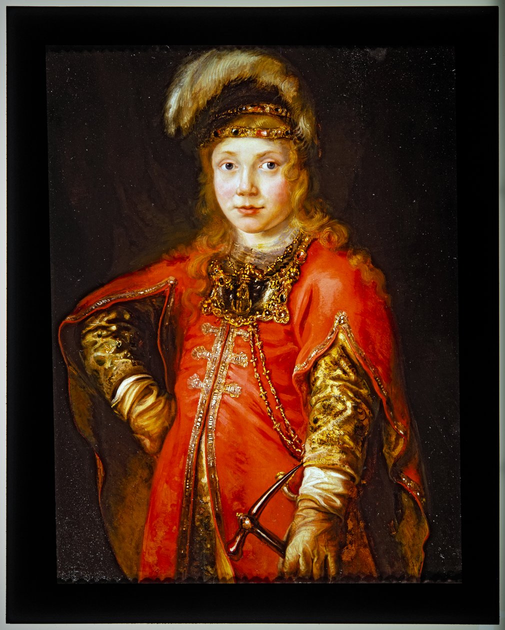 Retrato de um jovem com uma túnica vermelha de Ferdinand Bol