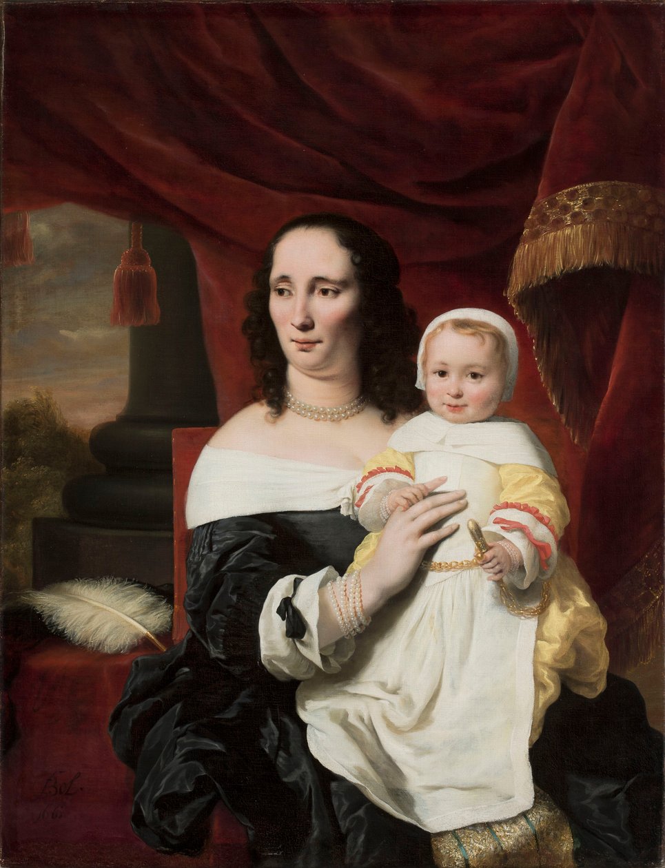 Retrato de Johanna de Geer-Trip com a filha Cecylia de Ferdinand Bol