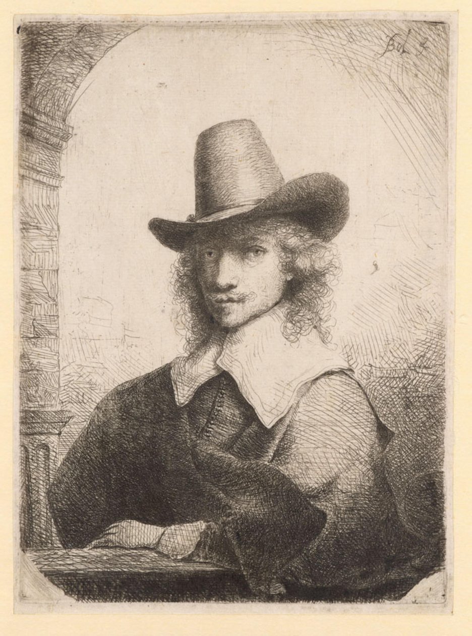 Retrato de um homem com chapéu alto de Ferdinand Bol