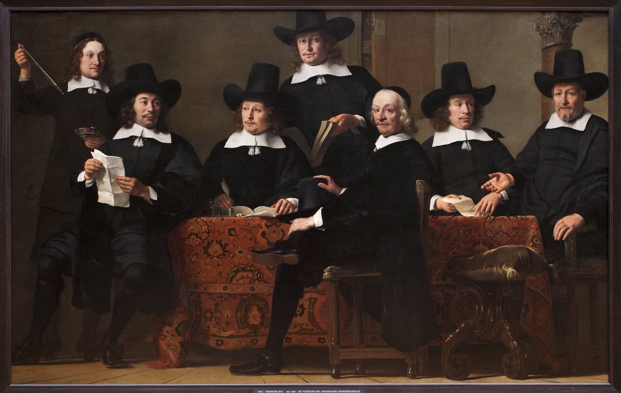 Presidente do Amsterdam Wine Merchants Guild (Holanda). Pintura de Ferdinand Bol (1616-1680), óleo sobre tela, cerca de 1659. Arte holandesa de Ferdinand Bol