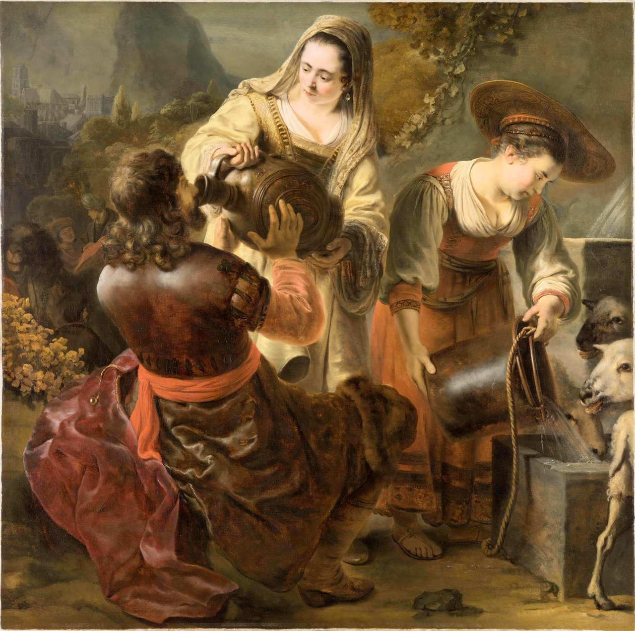 Rebecca e Eliezer no Poço, c. 1645 de Ferdinand Bol