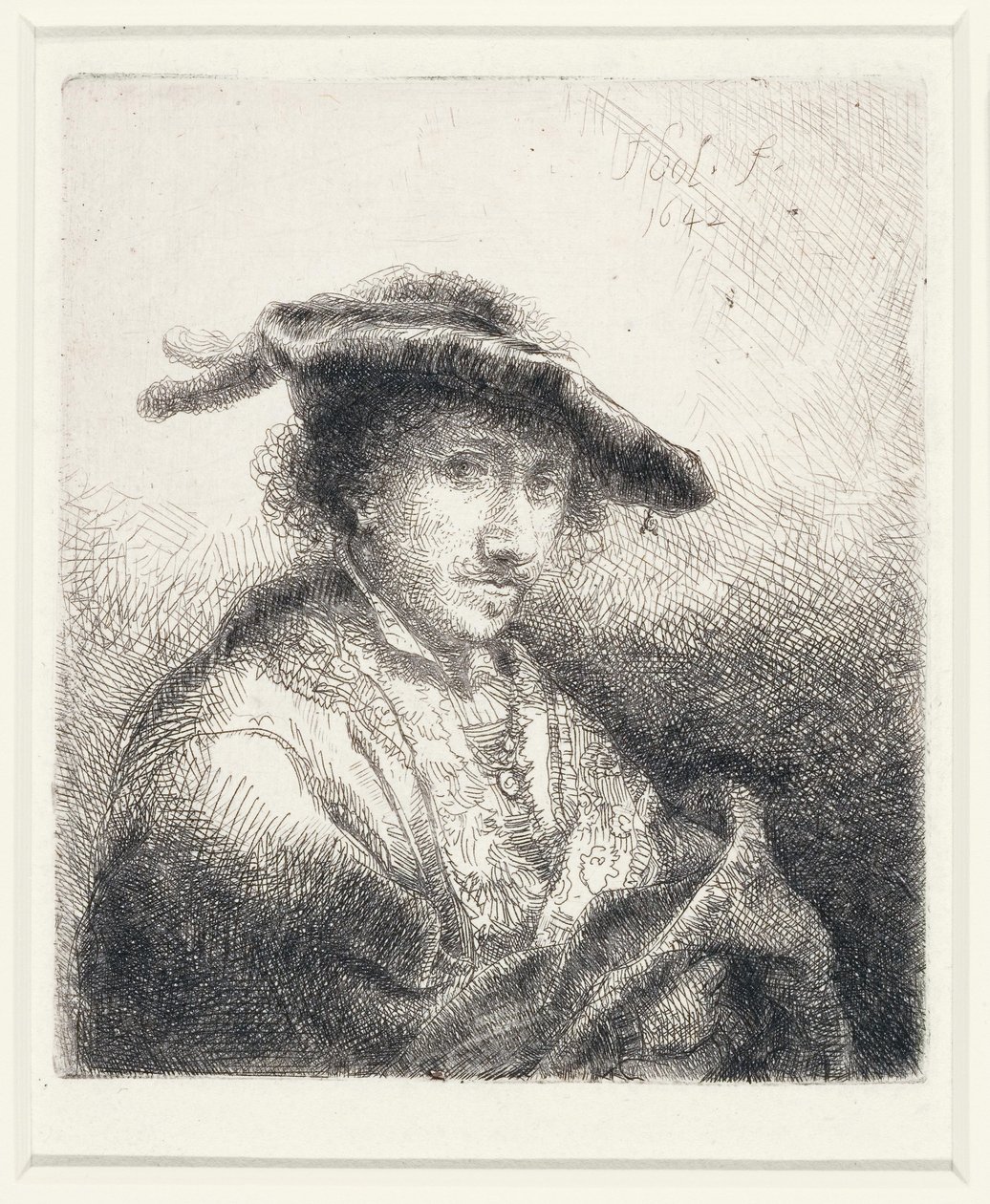 Jovem vestindo um chapéu de plumas, 1642 de Ferdinand Bol