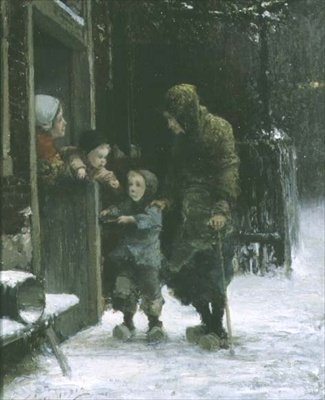 Velha e jovem rapaz implorando de Ferdinand Carl Sierich