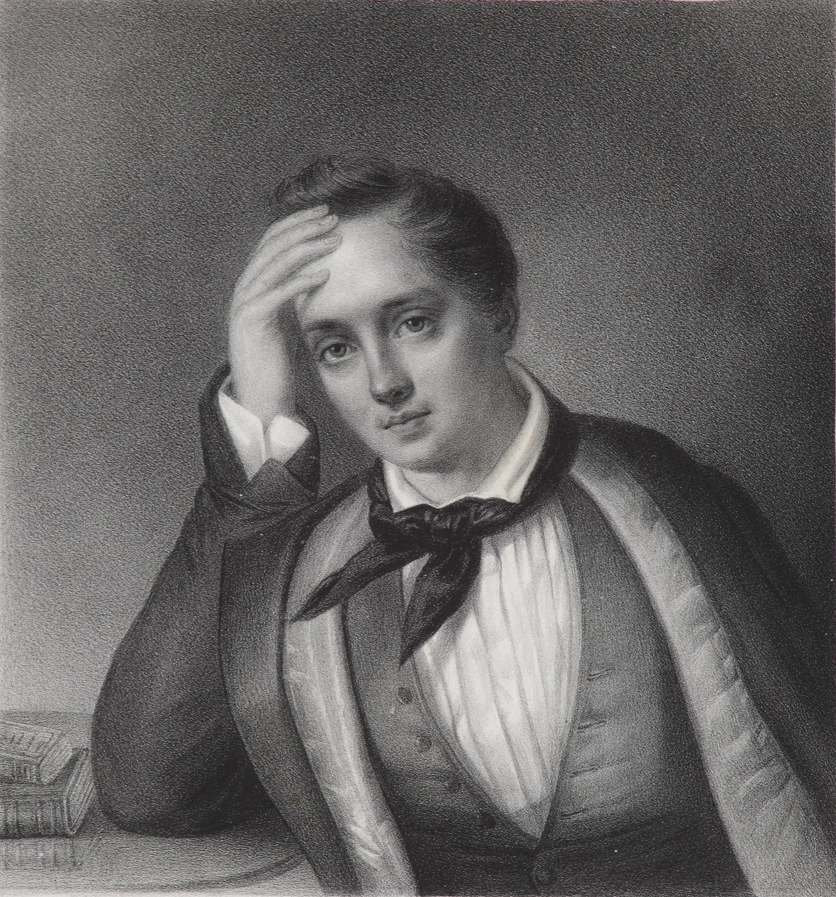 Retrato do poeta Yevgeny Abramovich Baratynsky 1800-1844, década de 1830 de Ferdinand Chevalier