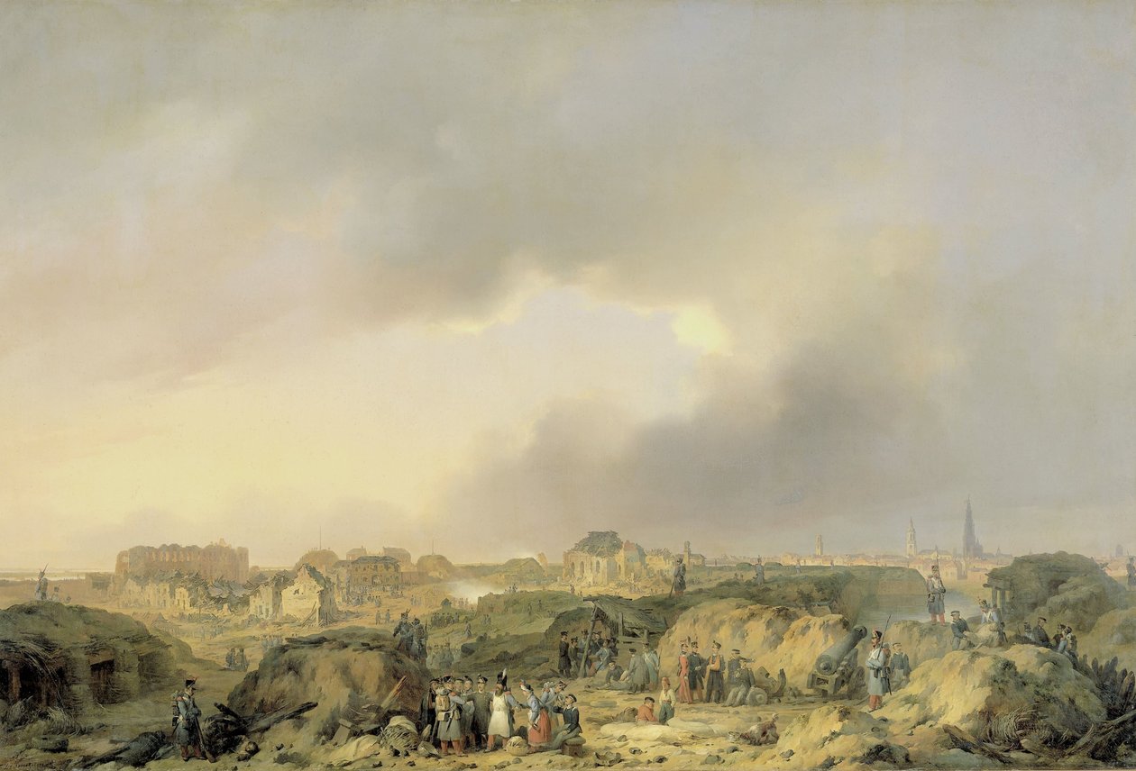 A Cidadela de Antuérpia pouco depois do Cerco de 19 de Novembro-23 de Dezembro de 1832, e a rendição do Garisson holandês aos franceses de Ferdinand De Braekeleer (I)