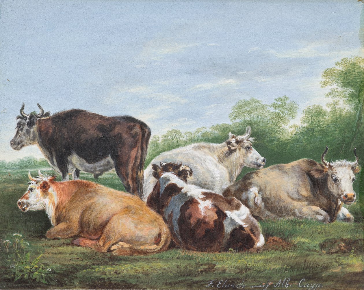 Vacas num pasto de Ferdinand Ehricht der Jüngere