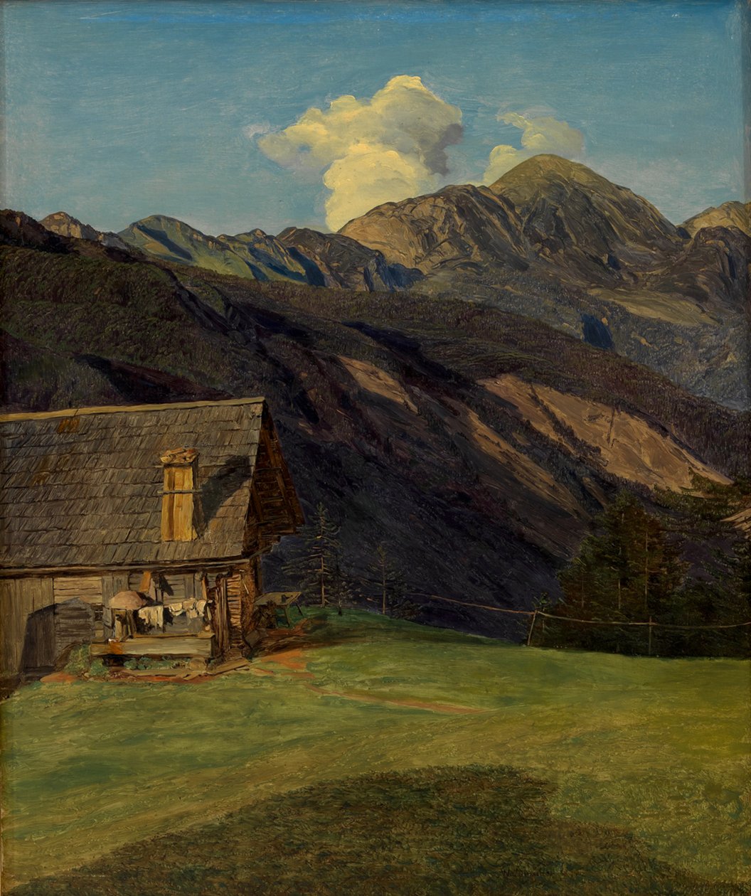 A cabana alpina no Hoisenrad, perto de Ischl de Ferdinand Georg Waldmüller