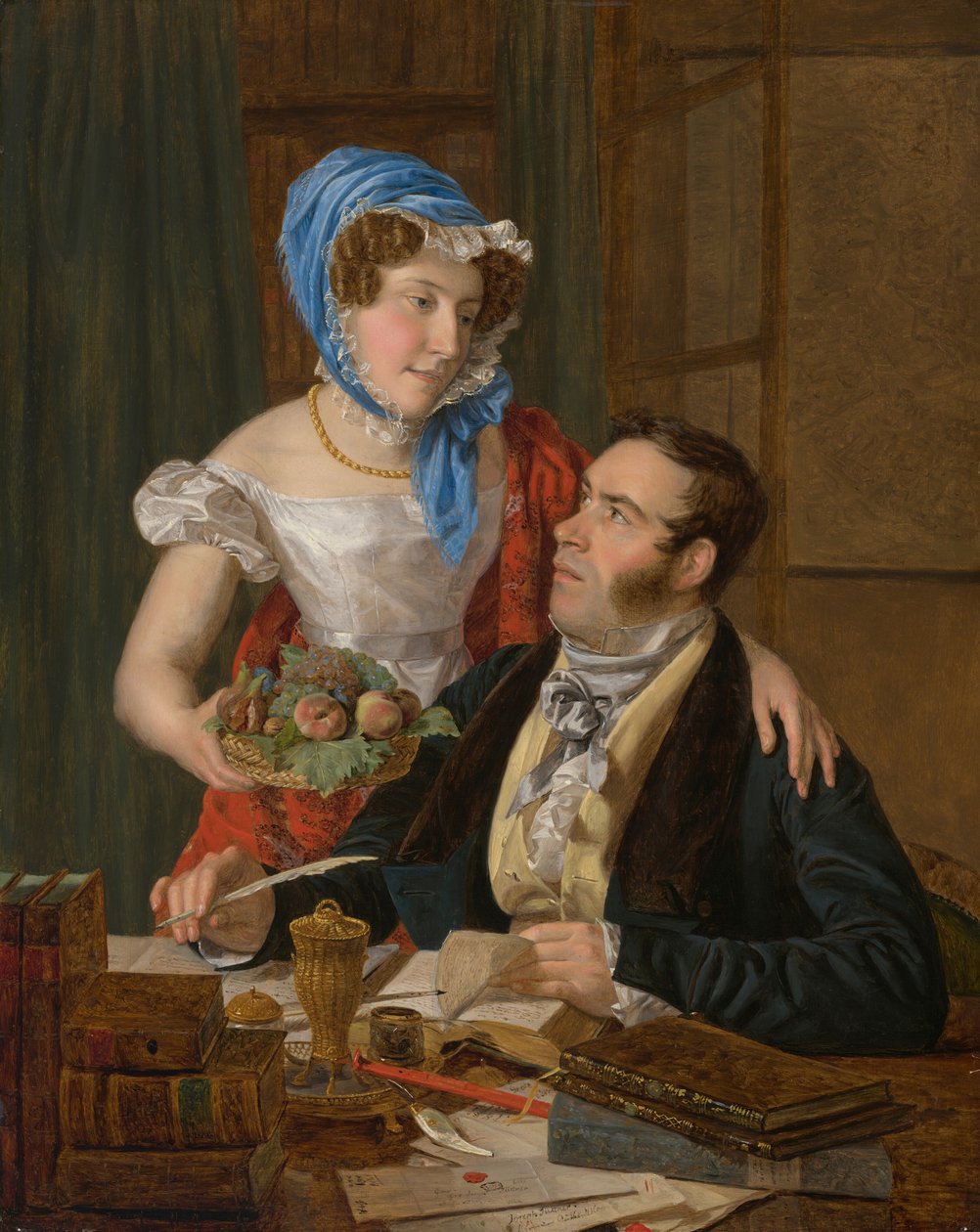 O cartógrafo Professor Josef Jüttner e a sua mulher de Ferdinand Georg Waldmüller
