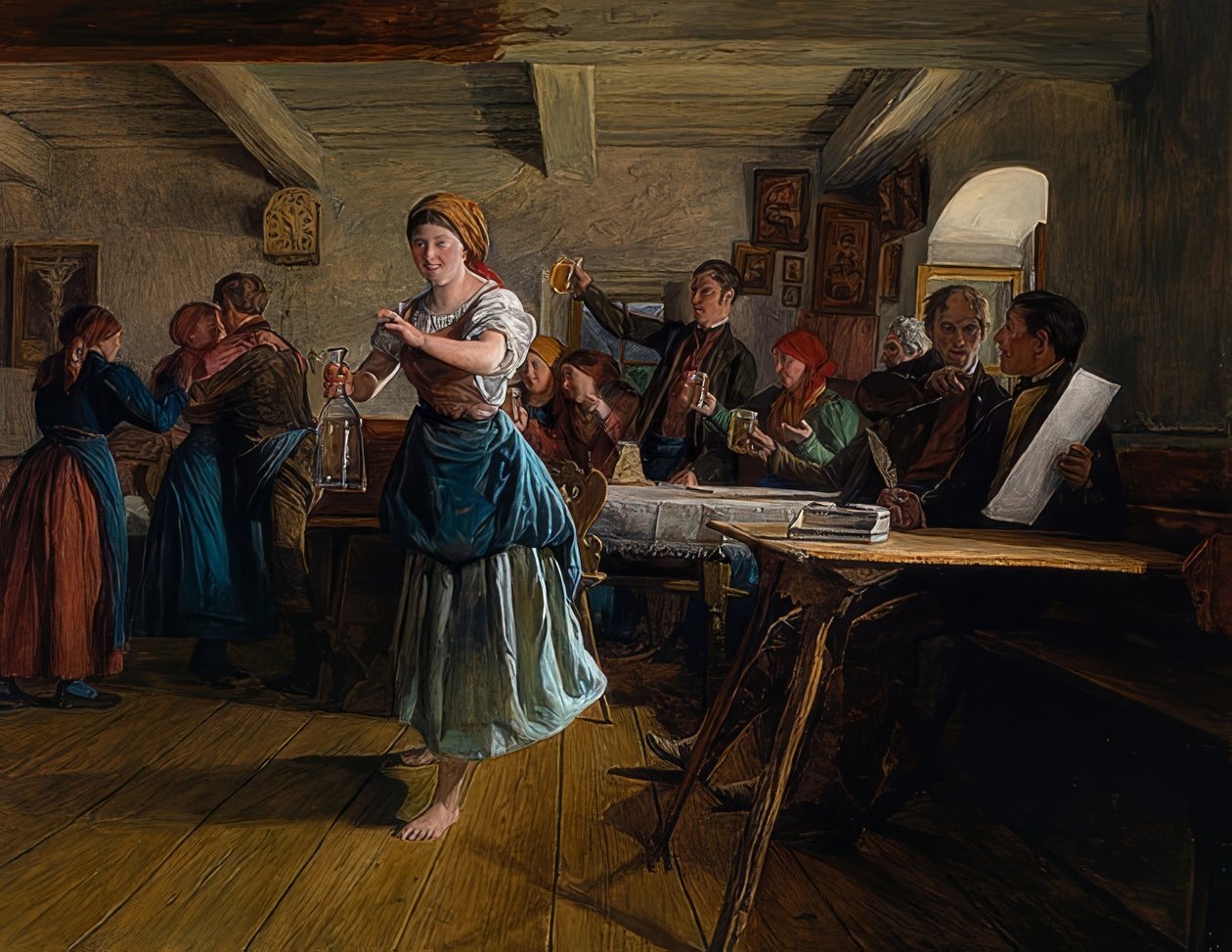 A dança. 1863 de Ferdinand Georg Waldmuller