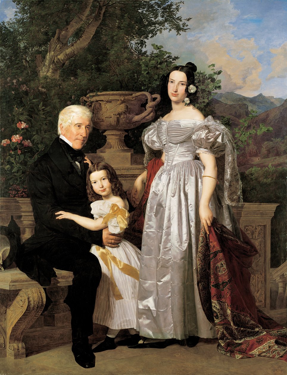 O principesco Esterházy conselheiro Mathias Kerzmann com a sua segunda esposa Maria Helena, a sua solteira Mikolischütz, e a sua filha Maria de Ferdinand Georg Waldmuller