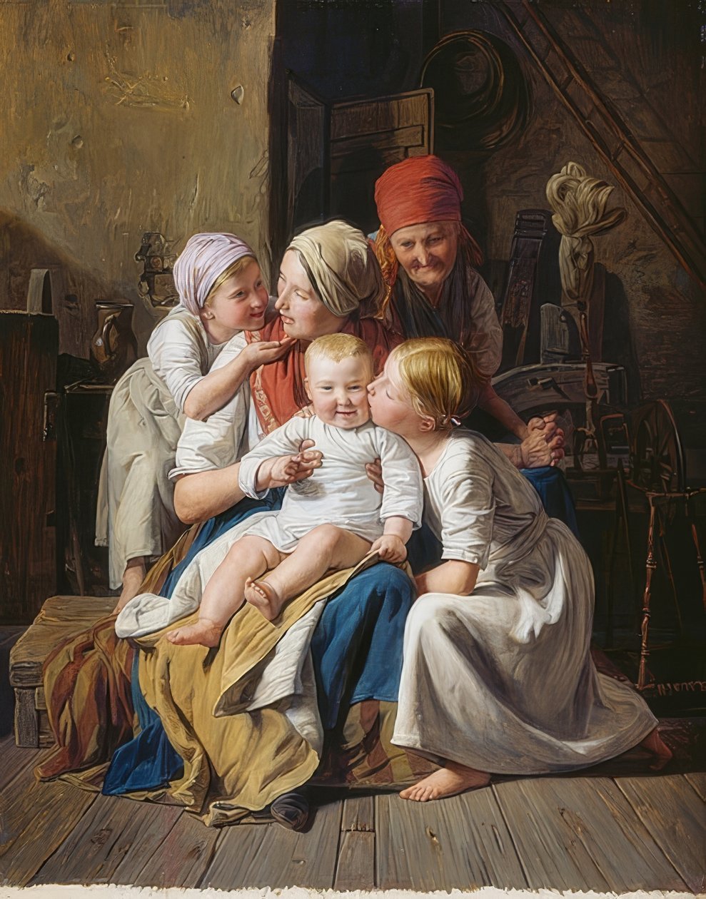 Alegrias da avó. 1852 de Ferdinand Georg Waldmuller