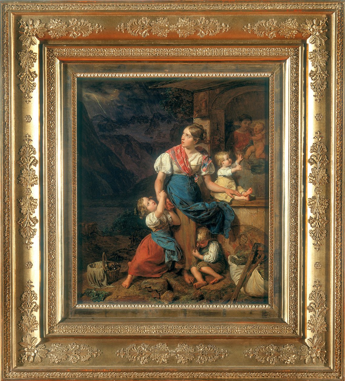 Oração antes do altarilla de Ferdinand Georg Waldmuller