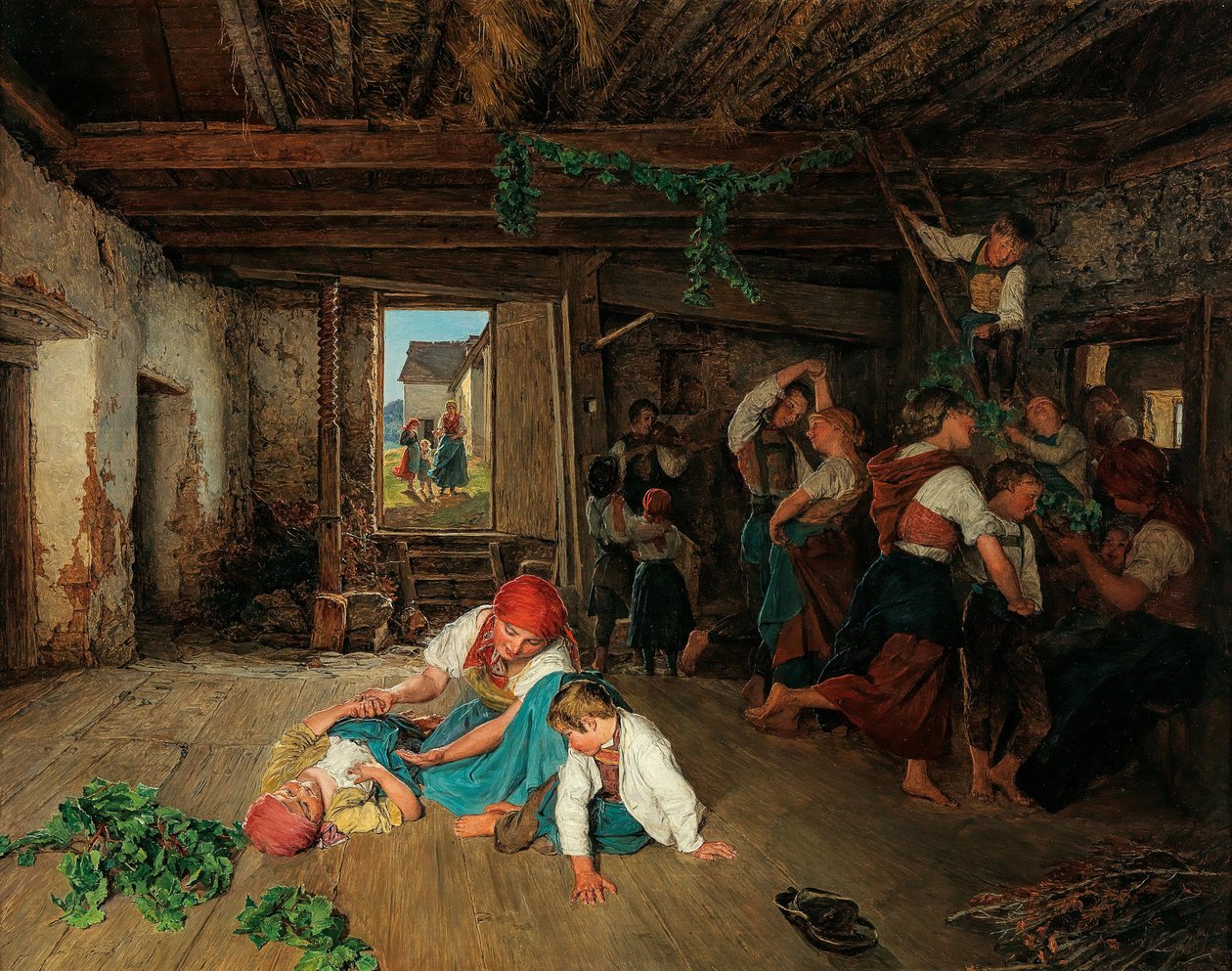 Preparando a Celebração da Vindima, 1860. de Ferdinand Georg Waldmuller