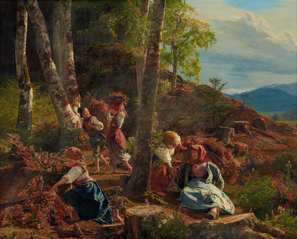Colectores de madeira de pincel nos Bosques de Viena de Ferdinand Georg Waldmuller