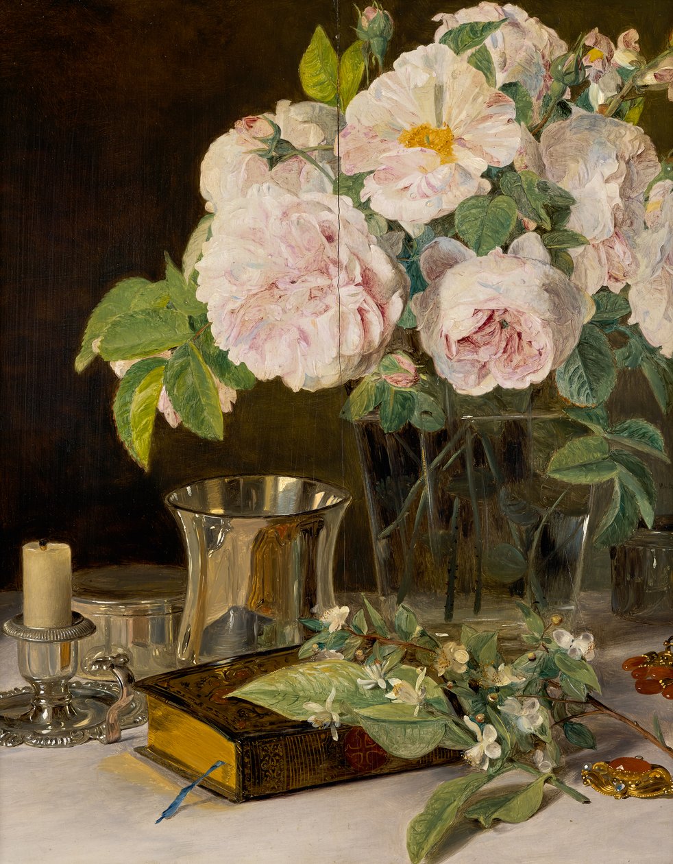 Rosas num copo de Ferdinand Georg Waldmuller