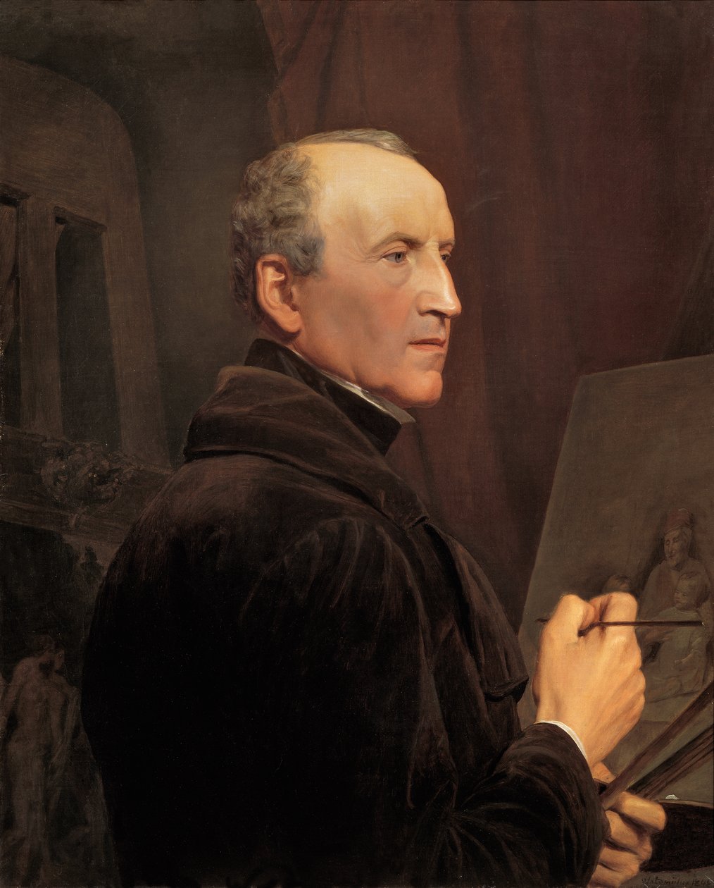 Auto-retrato em frente ao cavalete de Ferdinand Georg Waldmuller