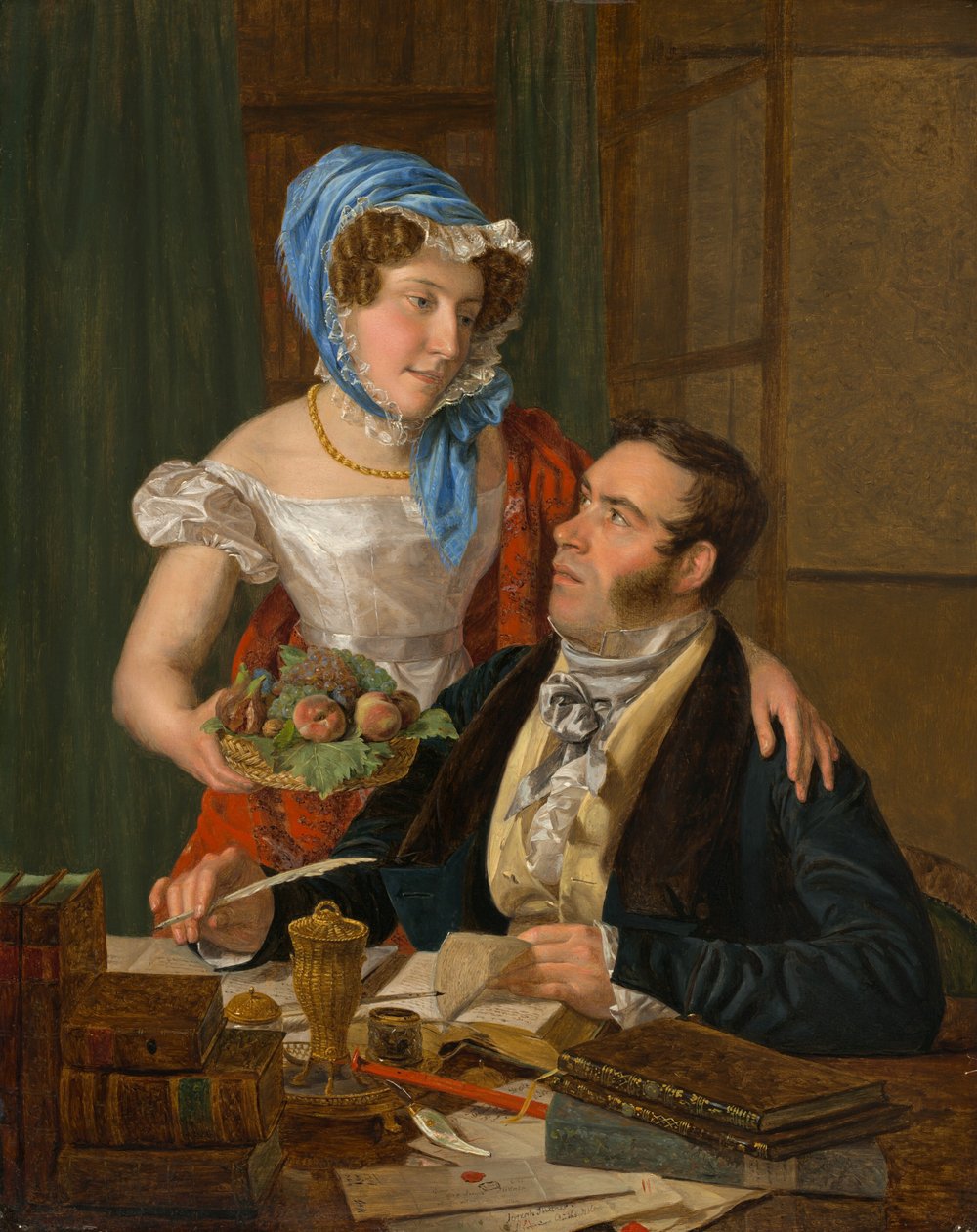 O professor cartógrafo Josef Jüttner e sua esposa, 1824. de Ferdinand Georg Waldmuller