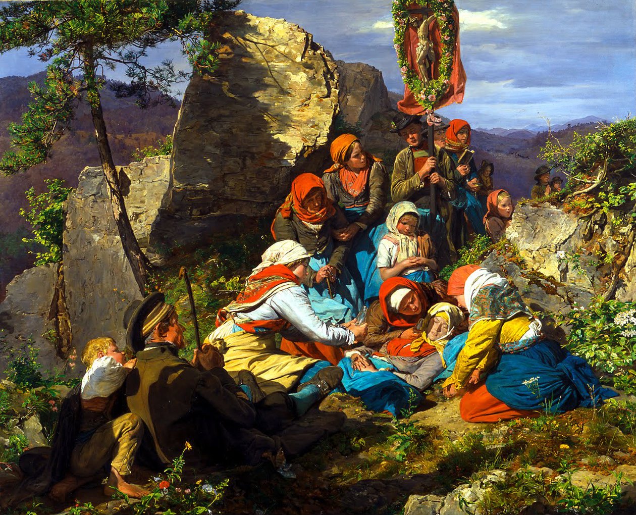 A peregrinação interrompida O peregrino doente, 1858 de Ferdinand Georg Waldmuller