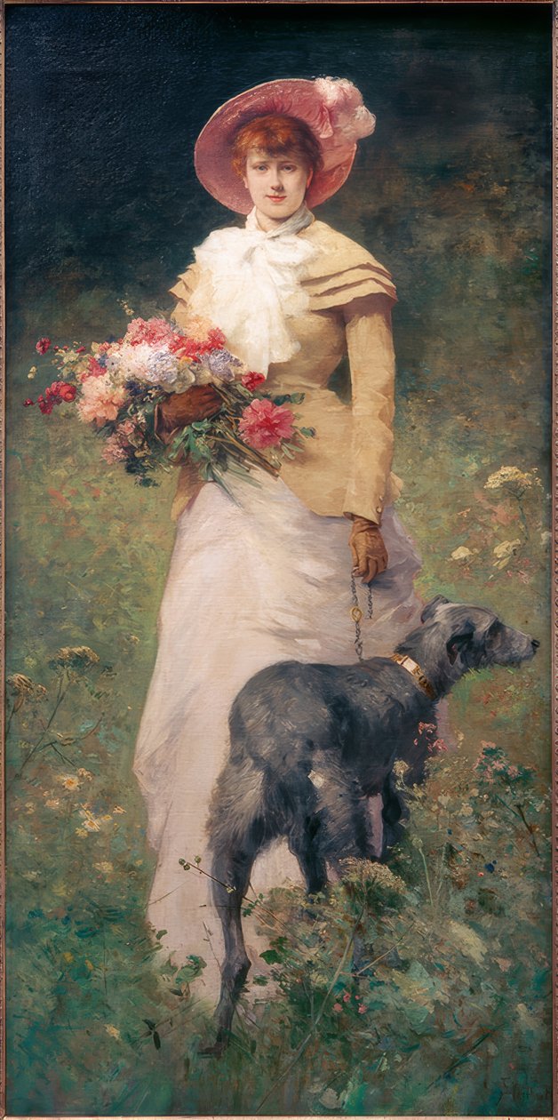 Mulher com cão de Ferdinand Heilbuth