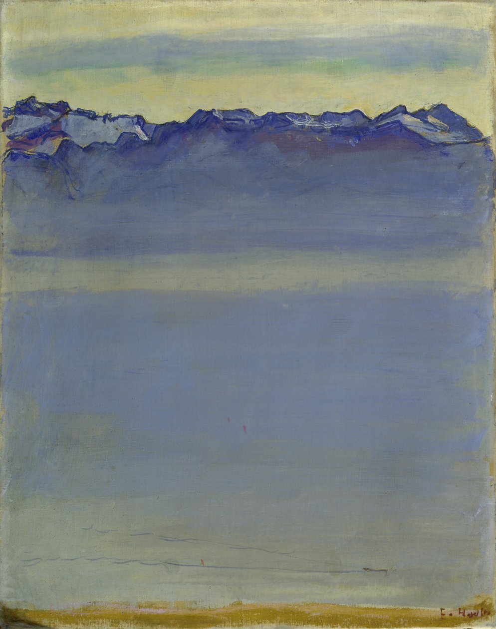 Lago de Genebra com os Alpes de Saboia de Ferdinand Hodler